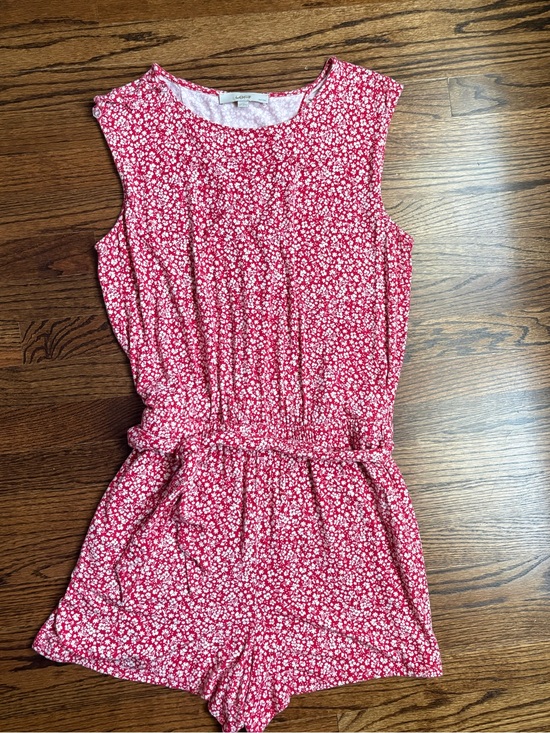 LOFT Pants - LOFT Red Floral Sleeveless Romper Large Petite